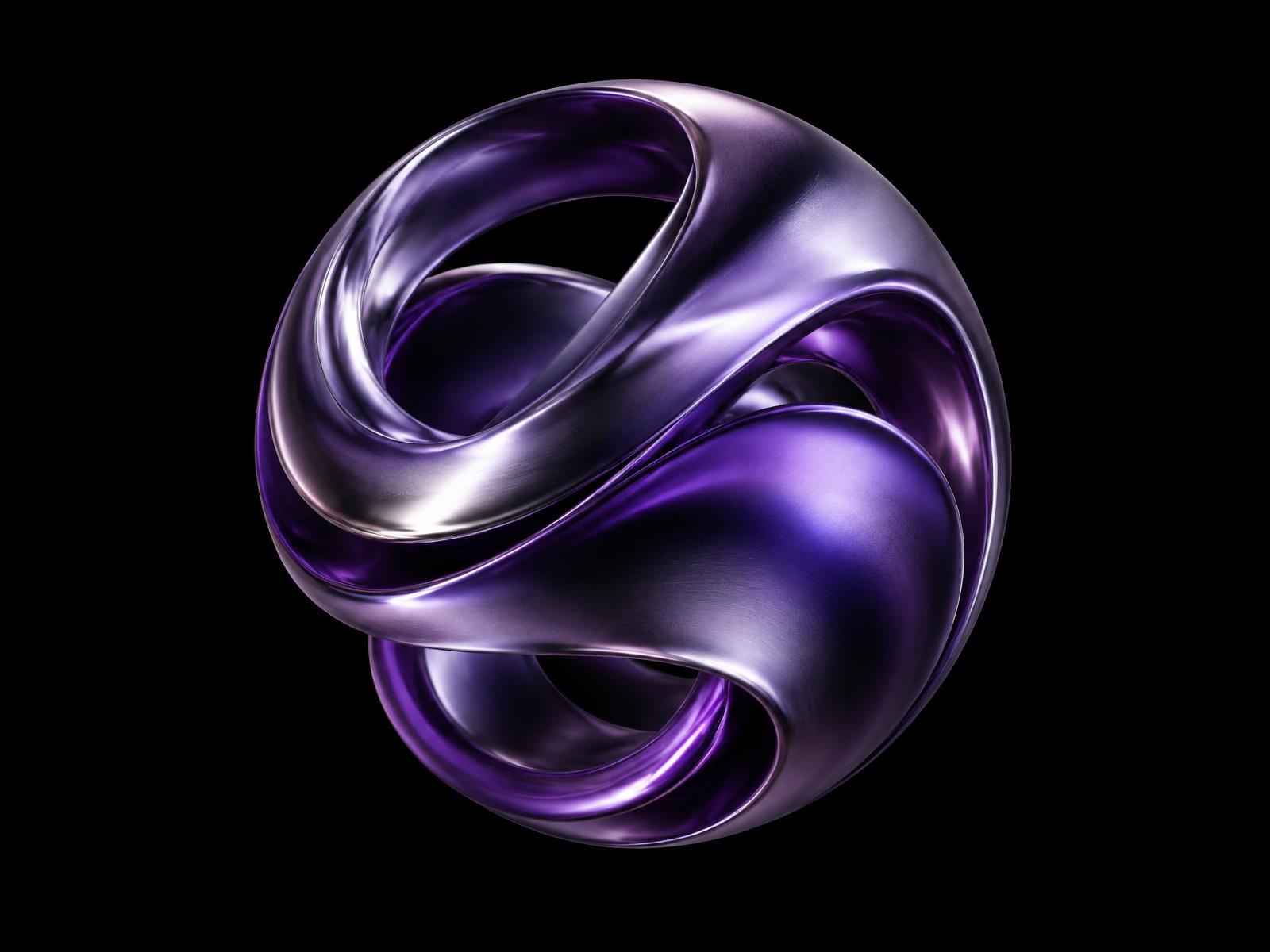Purple metallic abstract sculpture